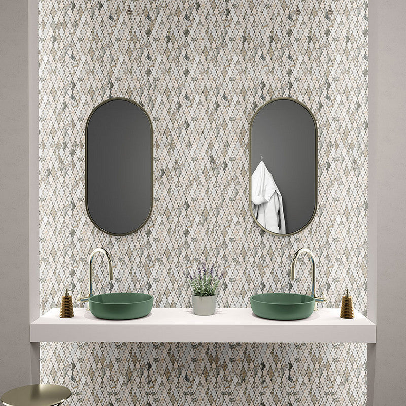 Calacatta Green Honed Rhomboid Marble Mosaic (MYS)