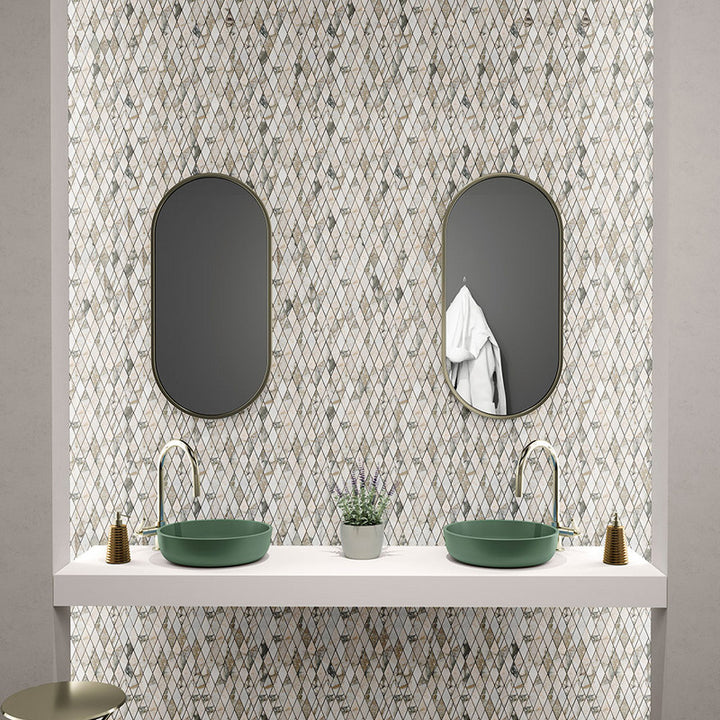 Calacatta Green Honed Rhomboid Marble Mosaic (MYS)