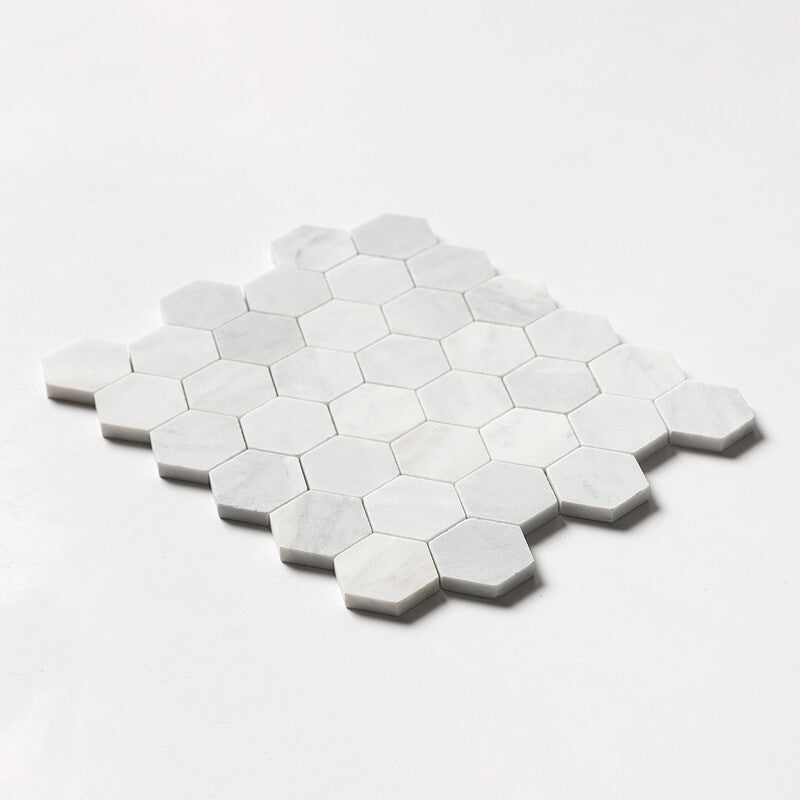 Carrara Blend Honed Hexagon 2 Marble Mosaic (MYS)