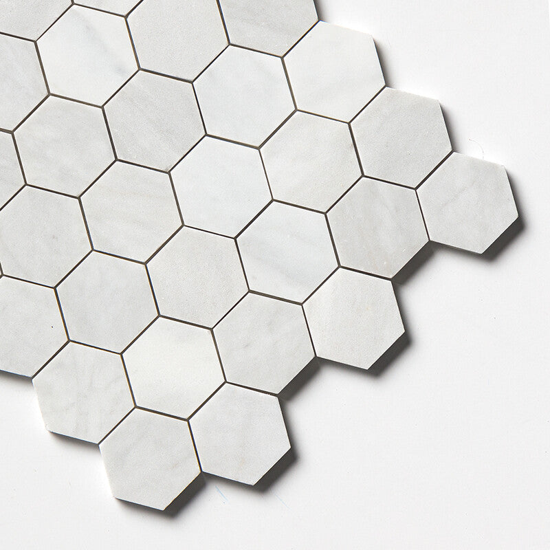 Carrara Blend Honed Hexagon 2 Marble Mosaic (MYS)
