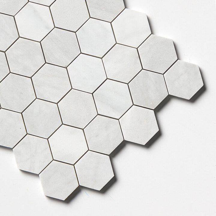 Carrara Blend Honed Hexagon 2 Marble Mosaic (MYS)