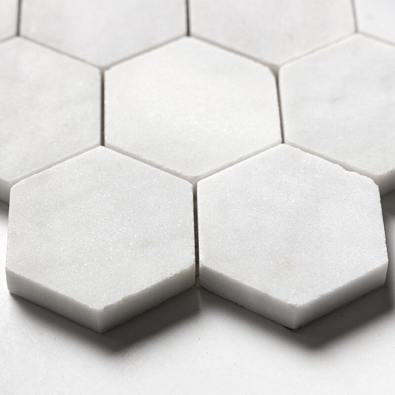 Carrara Blend Honed Hexagon 2 Marble Mosaic (MYS)