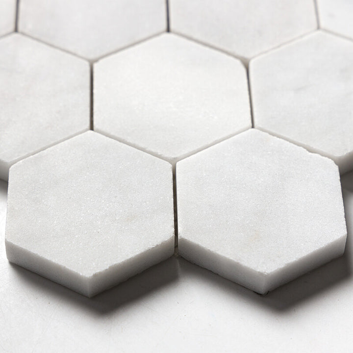 Carrara Blend Honed Hexagon 2 Marble Mosaic (MYS)