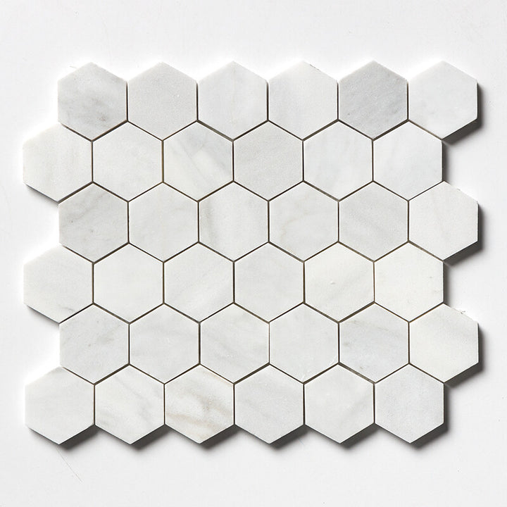 Carrara Blend Honed Hexagon 2 Marble Mosaic (MYS)