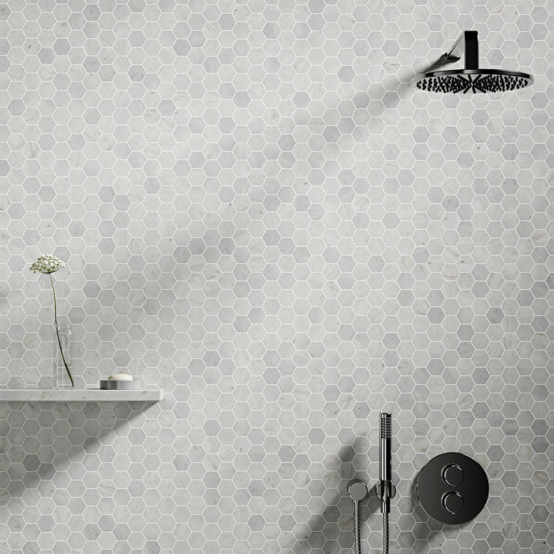 Carrara Blend Honed Hexagon 2 Marble Mosaic (MYS)