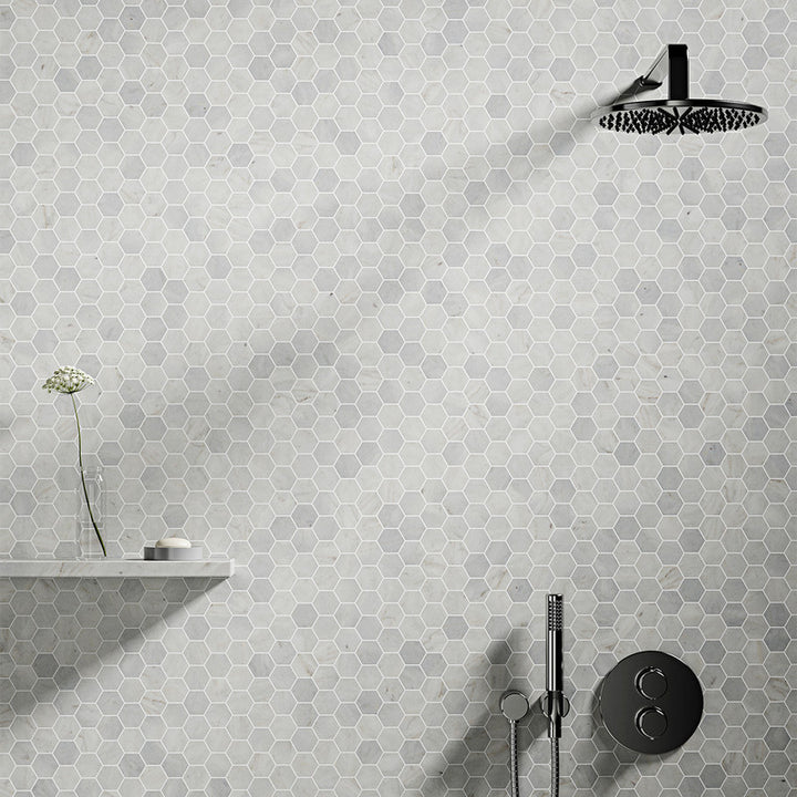 Carrara Blend Honed Hexagon 2 Marble Mosaic (MYS)