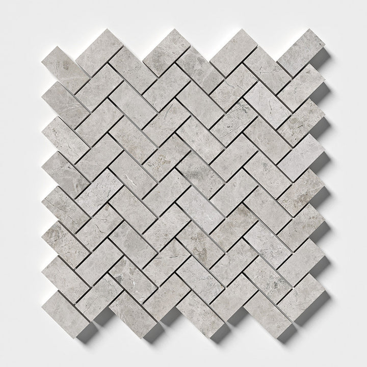 Silver Shadow Honed Herringbone 1x2 Marble Mosaic (MYS)