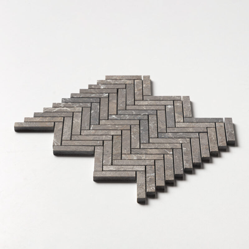 Silver Drop Honed Herringbone 5/8x3 Marble Mosaic (MYS)
