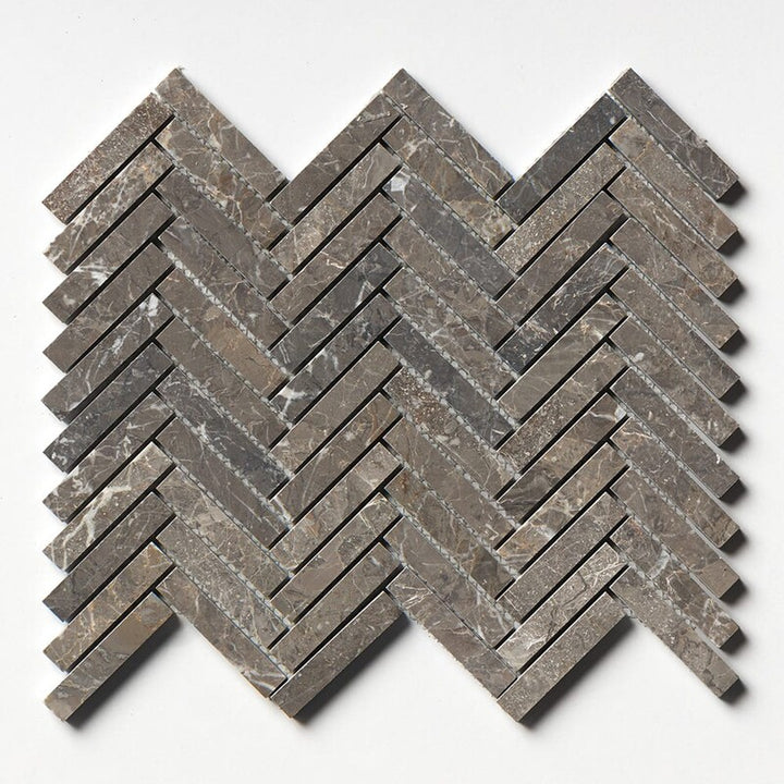 Silver Drop Honed Herringbone 5/8x3 Marble Mosaic (MYS)
