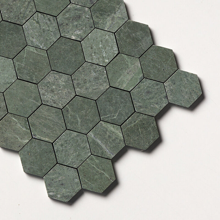Verde Tia Honed Hexagon Marble Mosaic (MYS)