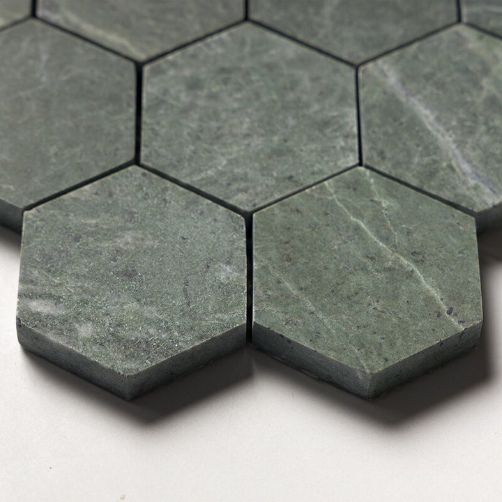 Verde Tia Honed Hexagon Marble Mosaic (MYS)