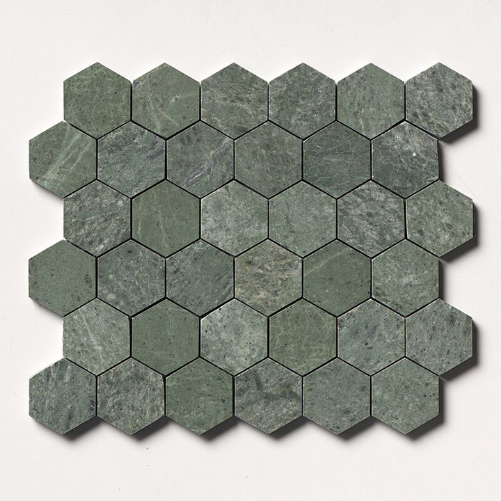 Verde Tia Honed Hexagon Marble Mosaic (MYS)
