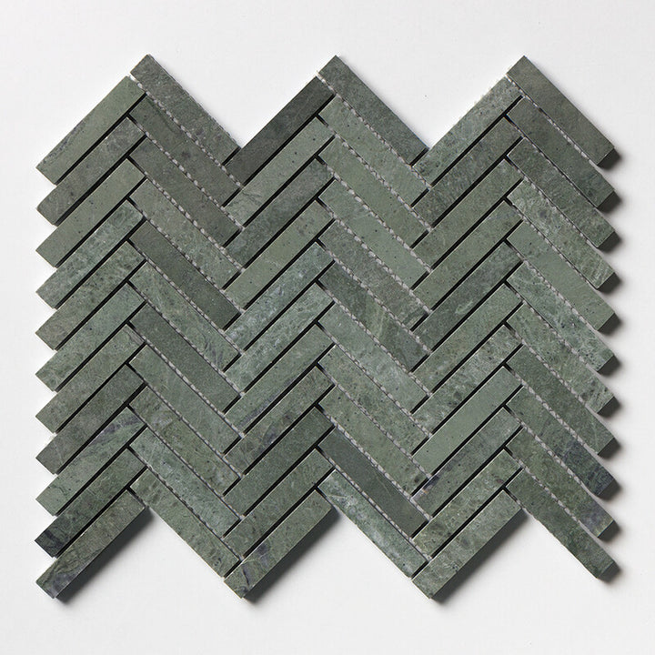 Verde Tia Honed Herringbone 5/8x3 Marble Mosaic (MYS)