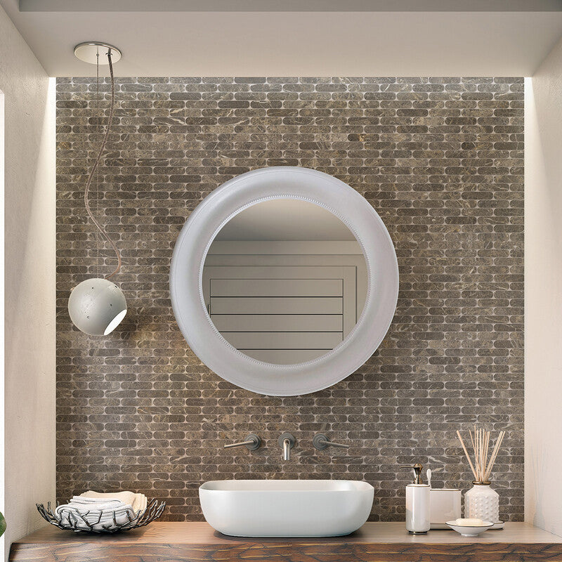Silver Drop Honed Pill Marble Mosaic (MYS)