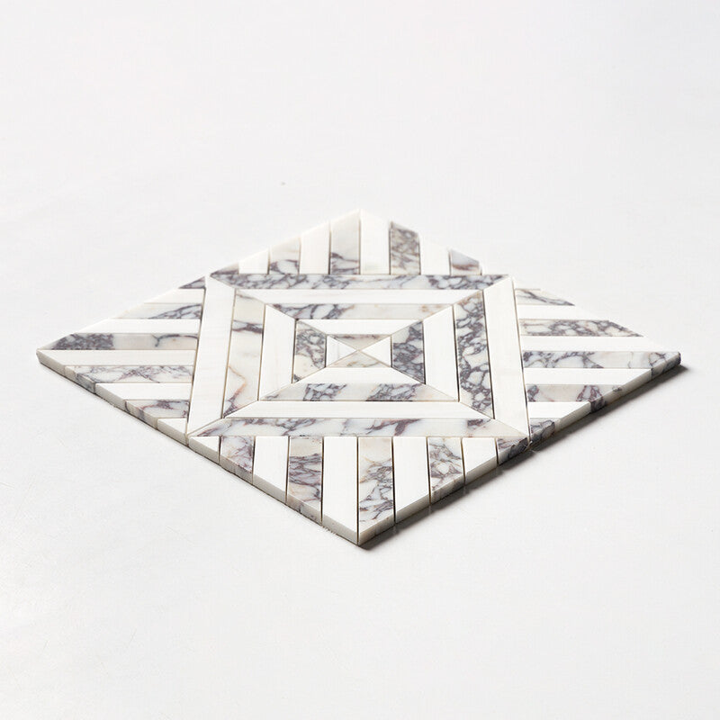 Calacatta Picasso, Snow White Honed Ponte Marble Mosaic (MYS)
