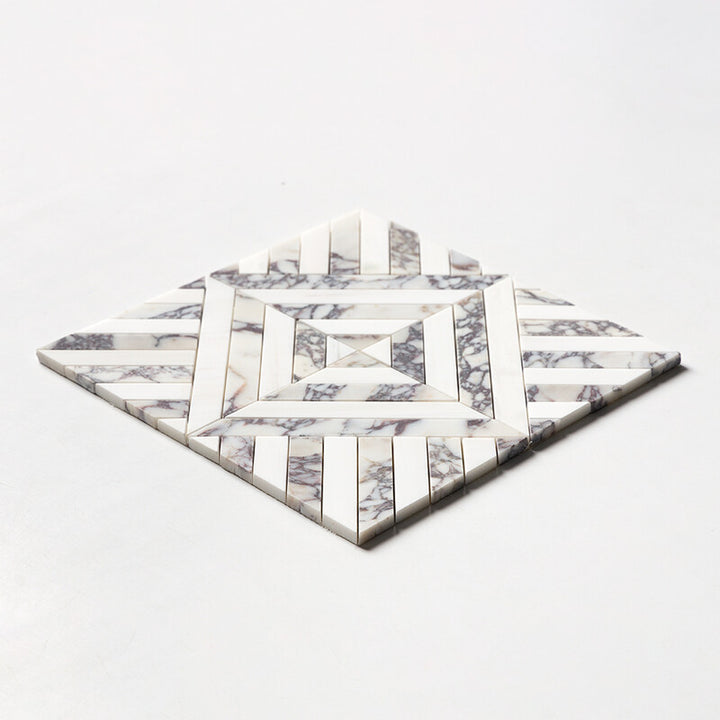Calacatta Picasso, Snow White Honed Ponte Marble Mosaic (MYS)