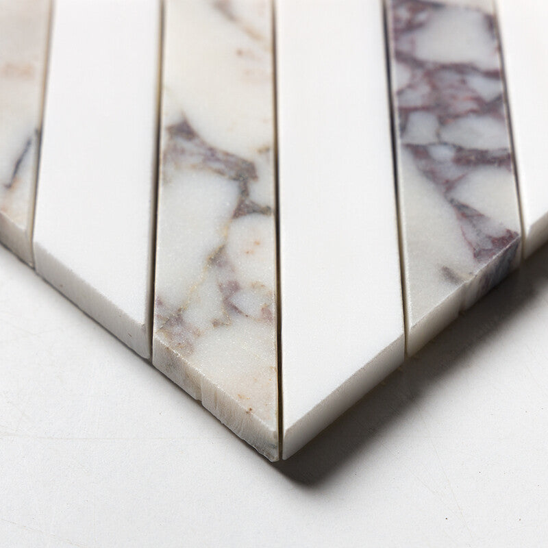 Calacatta Picasso, Snow White Honed Ponte Marble Mosaic (MYS)