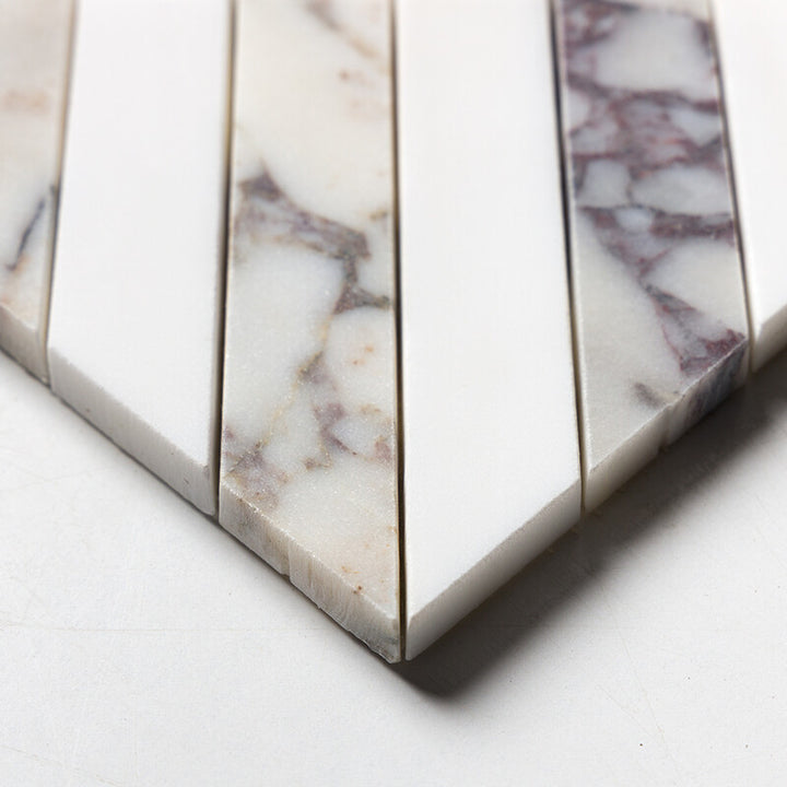 Calacatta Picasso, Snow White Honed Ponte Marble Mosaic (MYS)
