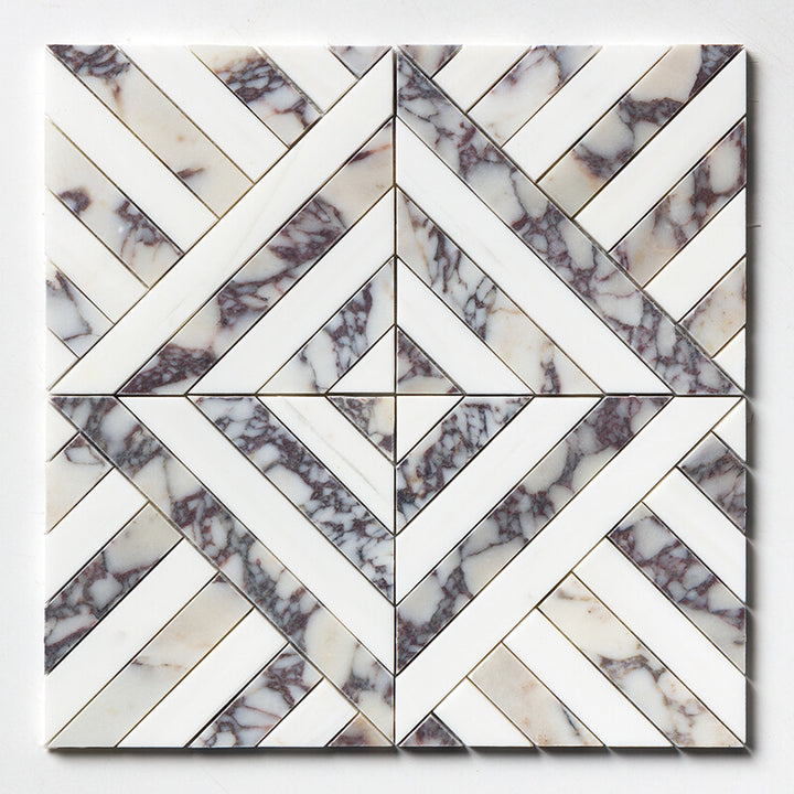 Calacatta Picasso, Snow White Honed Ponte Marble Mosaic (MYS)