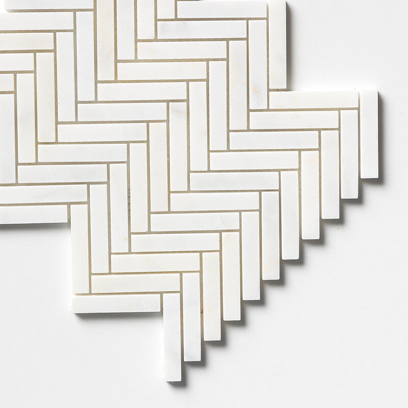 White Pearl Honed Herringbone 5/8x3 Marble Mosaic (MYS)