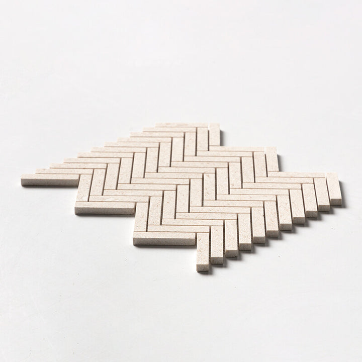 Desert Path Brushed Herringbone 5/8x3 Limestone Mosaic (MYS)