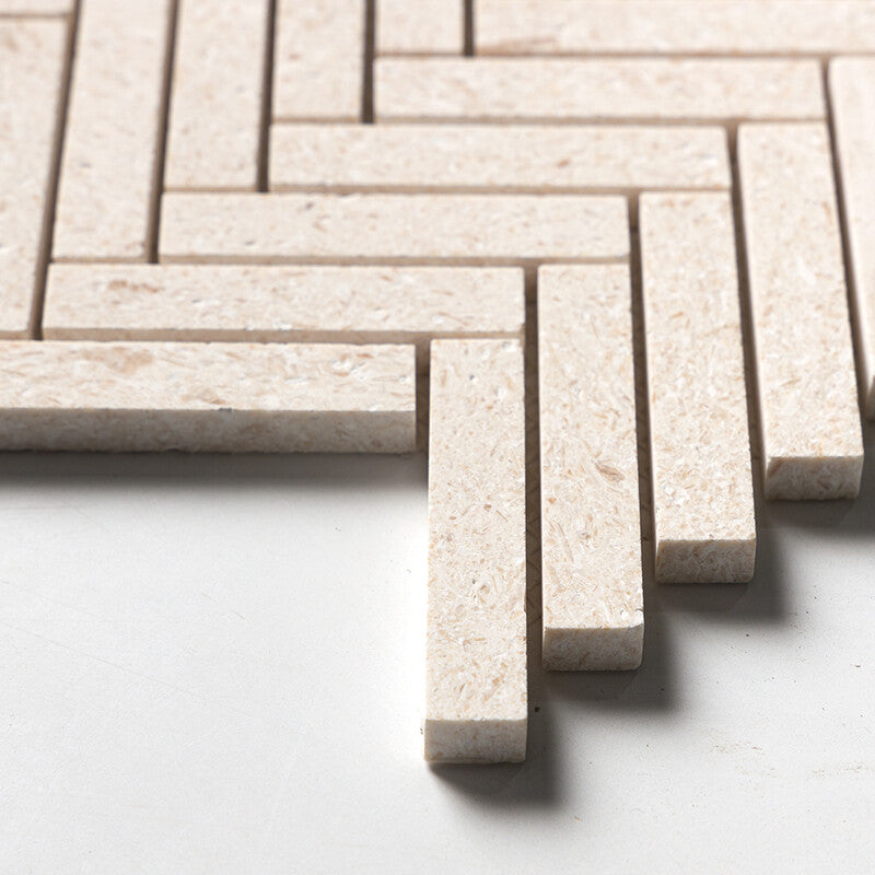 Desert Path Brushed Herringbone 5/8x3 Limestone Mosaic (MYS)