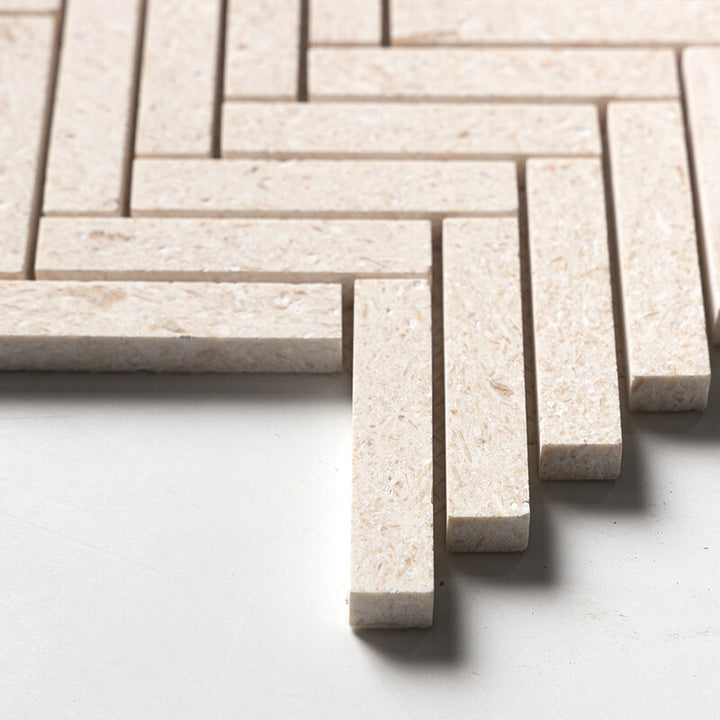 Desert Path Brushed Herringbone 5/8x3 Limestone Mosaic (MYS)