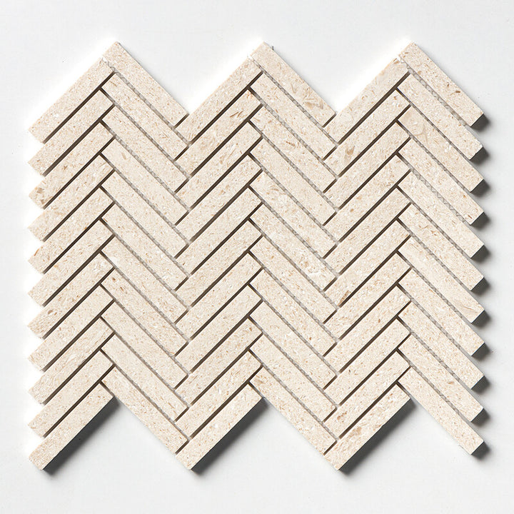 Desert Path Brushed Herringbone 5/8x3 Limestone Mosaic (MYS)