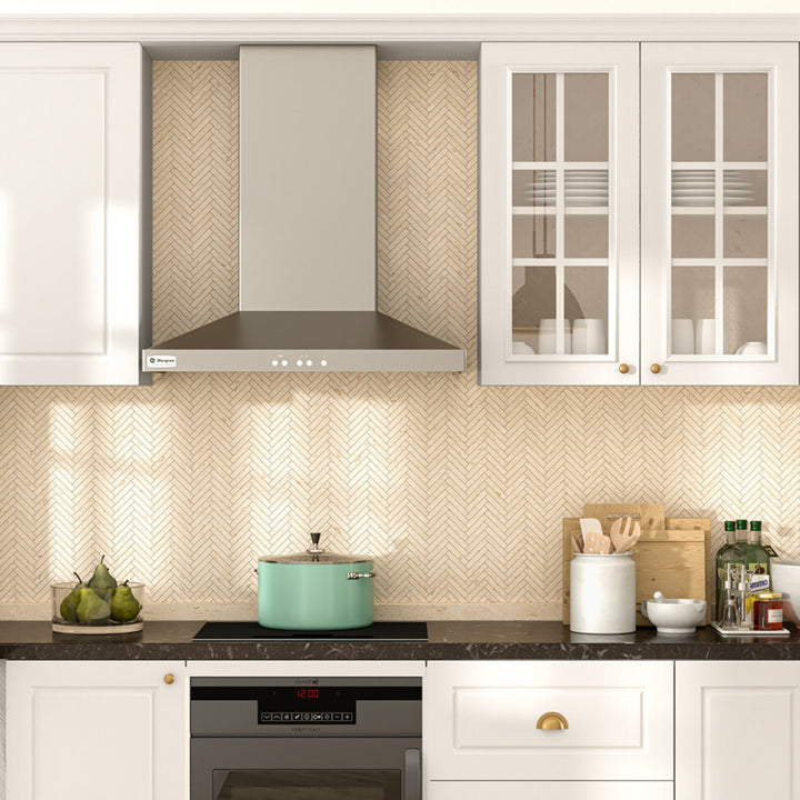Desert Path Brushed Herringbone 5/8x3 Limestone Mosaic (MYS)