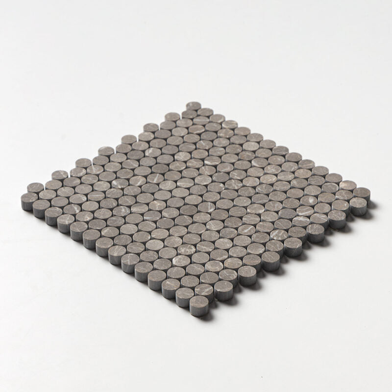 Silver Drop Honed Penny Round Marble Mosaic (MYS)