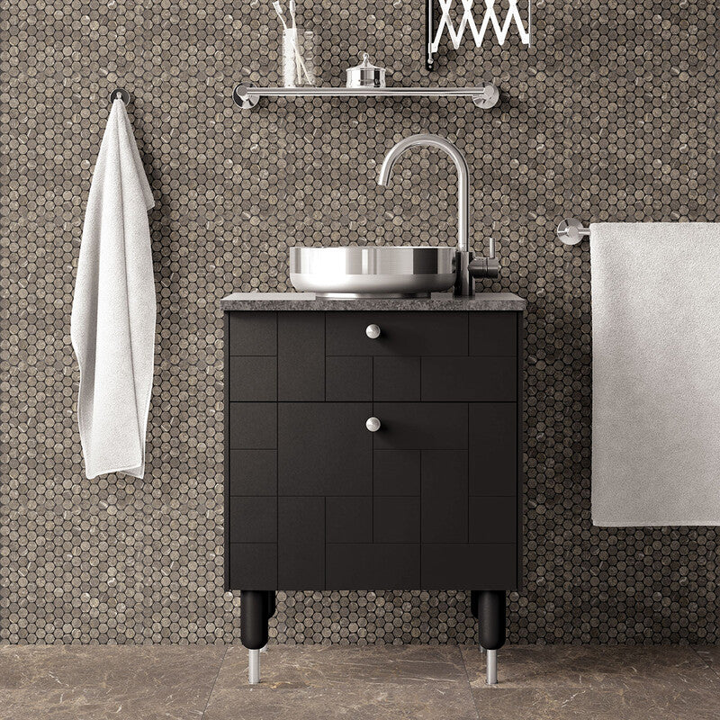 Silver Drop Honed Penny Round Marble Mosaic (MYS)