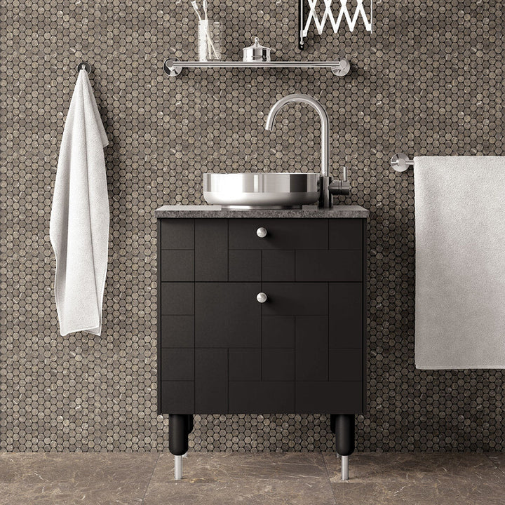 Silver Drop Honed Penny Round Marble Mosaic (MYS)