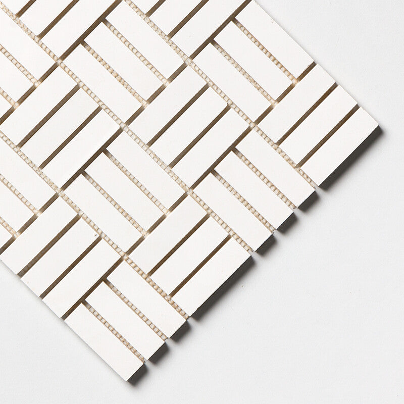 Royal White Glossy Crosshatch Ceramic Mosaic (MYS)