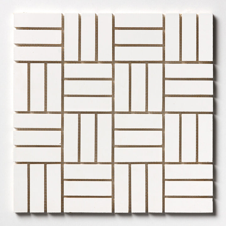 Royal White Glossy Crosshatch Ceramic Mosaic (MYS)