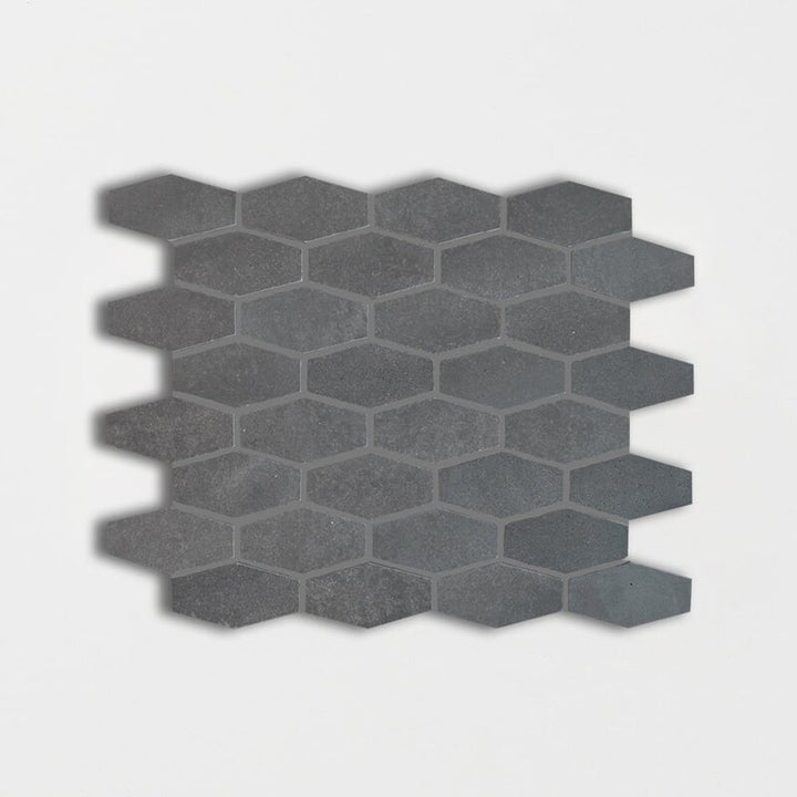 Basalto Honed Elongated Hexagon Basalt Mosaic (MYS)