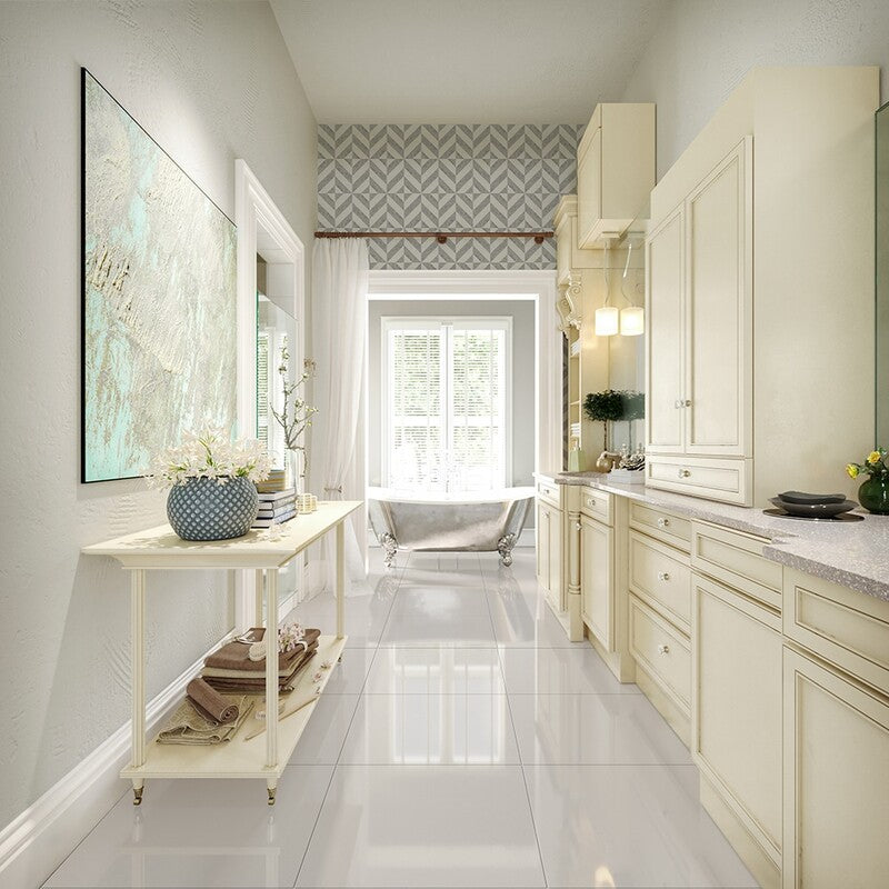 Thassos White, White Carrara Multi Finish Marina Chevron Marble Mosaic (MYS)