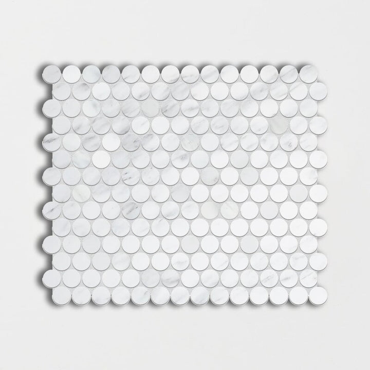 Calacatta Bella Polished Penny Round Marble Mosaic (MYS)