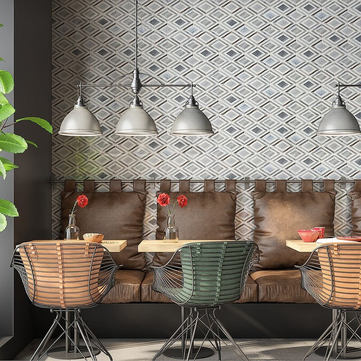 Thassos White, Skyline Polished Stella Marble Mosaic (MYS)