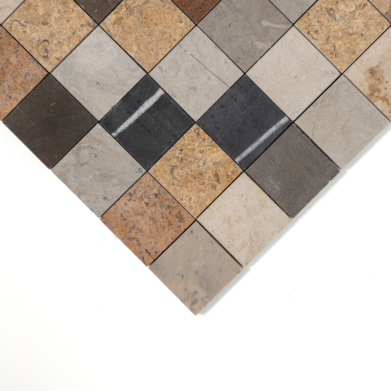Multicolor Multi Finish 2x2 Limestone Mosaic (MYS)