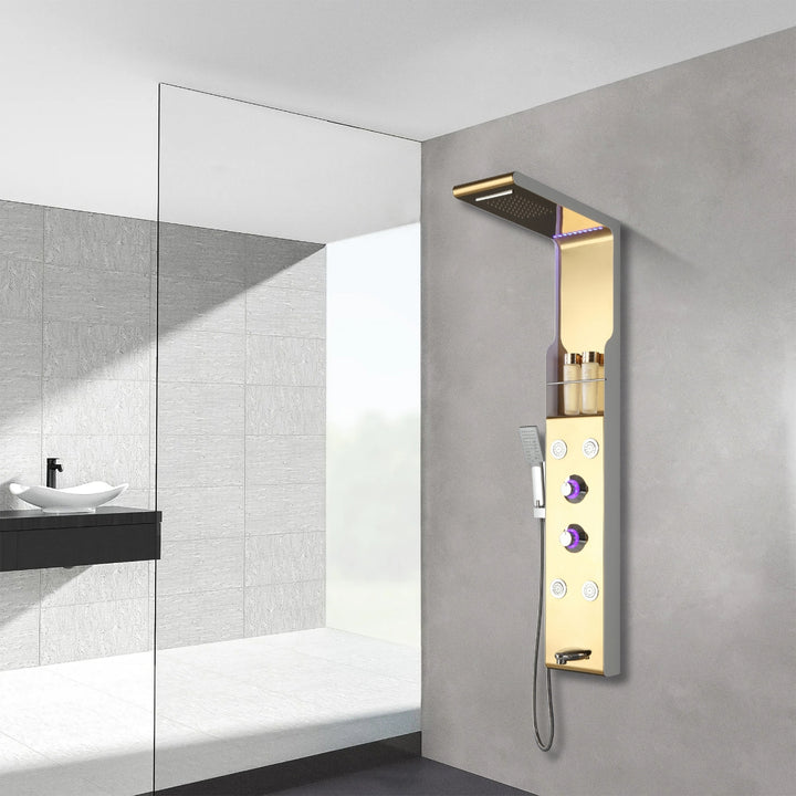 Shower Panel with Display A-MT-5503 White and Gold