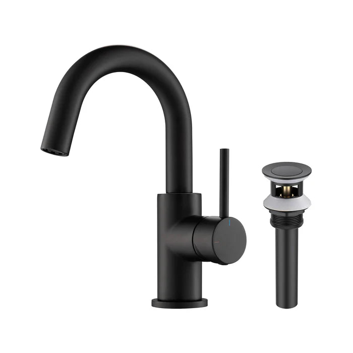 Halo High-Arc Single Handle Bathroom Vanity Sink Faucet with Pop Up Drain - CBF-1021 (CF)