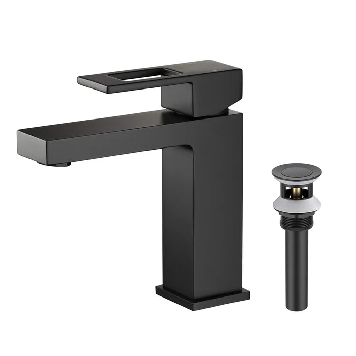 Quadra Single Handle Bathroom Vanity Sink Faucet with Pop Up Drain - CBF-1002 (CF)