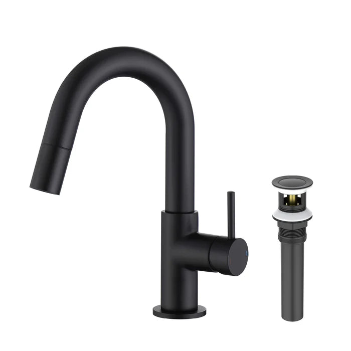 Halo Single Handle High-Arc Pull Down Sprayer Bathroom Vanity Sink Faucet - CBF-1077 (CF)