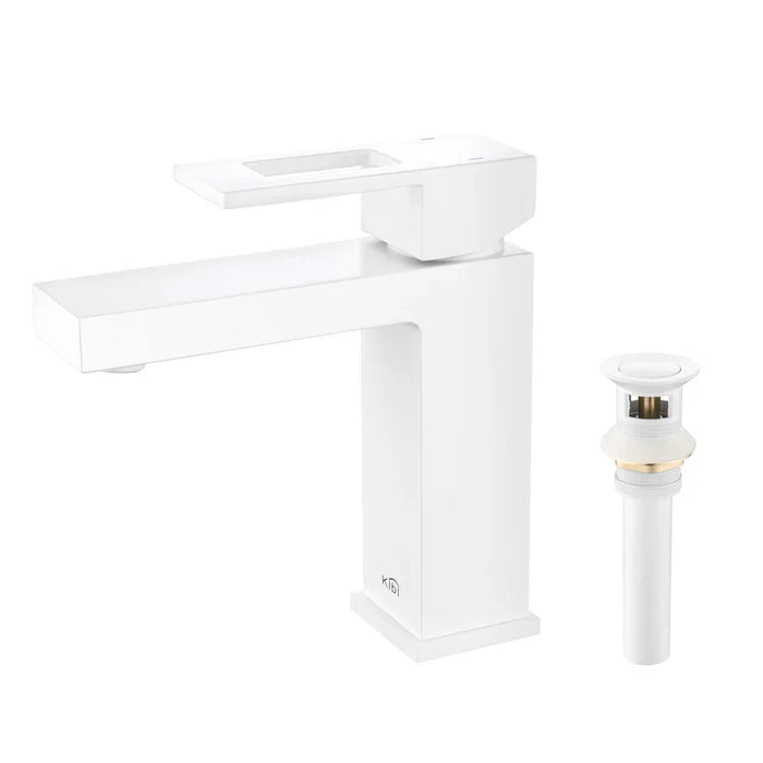 Quadra Single Handle Bathroom Vanity Sink Faucet with Pop Up Drain - CBF-1002 (CF)