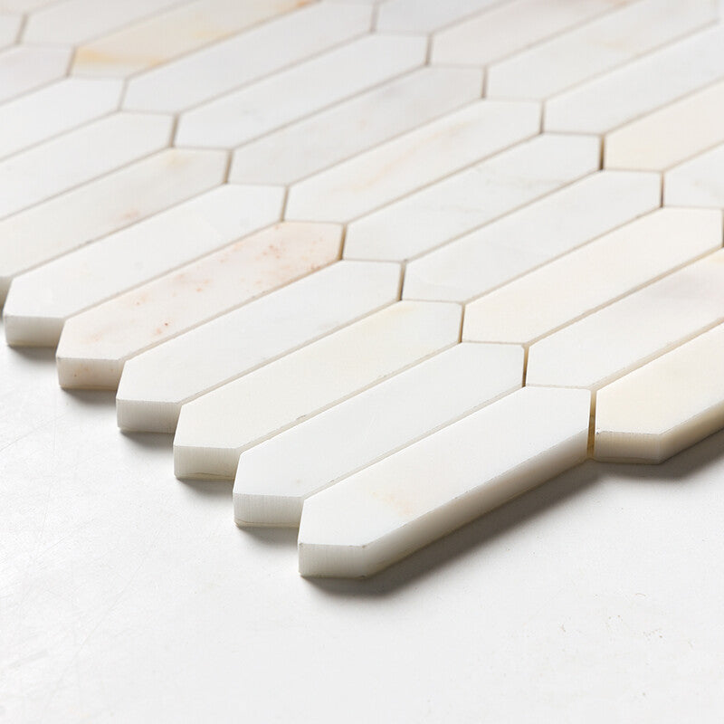 Calacatta Amber Honed Baby Picket Waterjet Marble Mosaic (MYS)