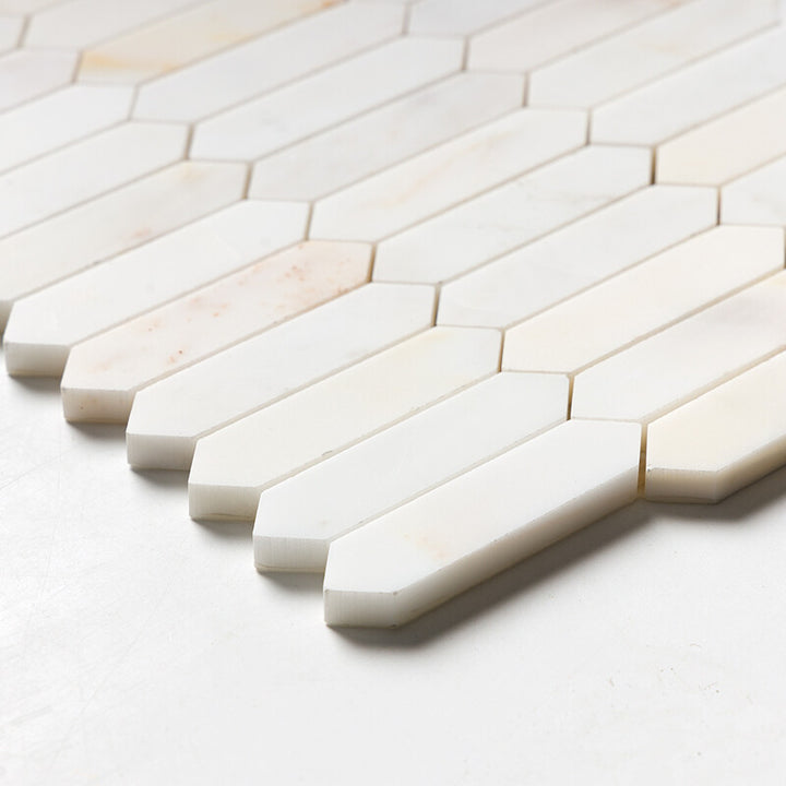 Calacatta Amber Honed Baby Picket Waterjet Marble Mosaic (MYS)