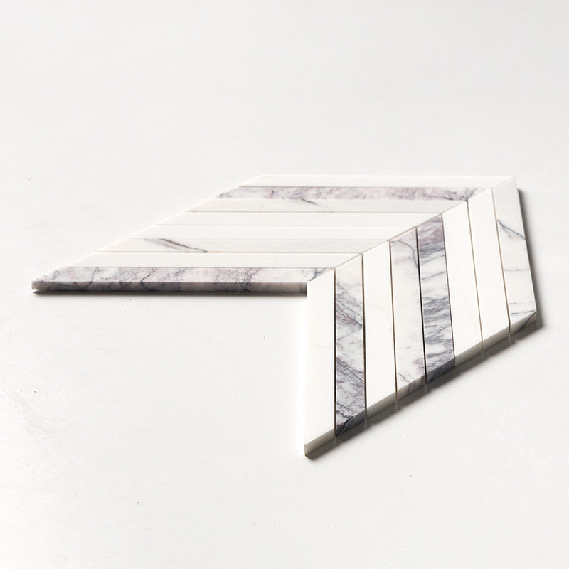 Lilac Honed Thin Chevron Waterjet Marble Mosaic (MYS)