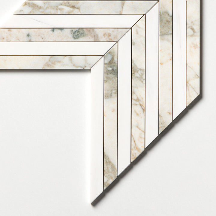 Calacatta Green Honed Thin Chevron Waterjet Marble Mosaic (MYS)