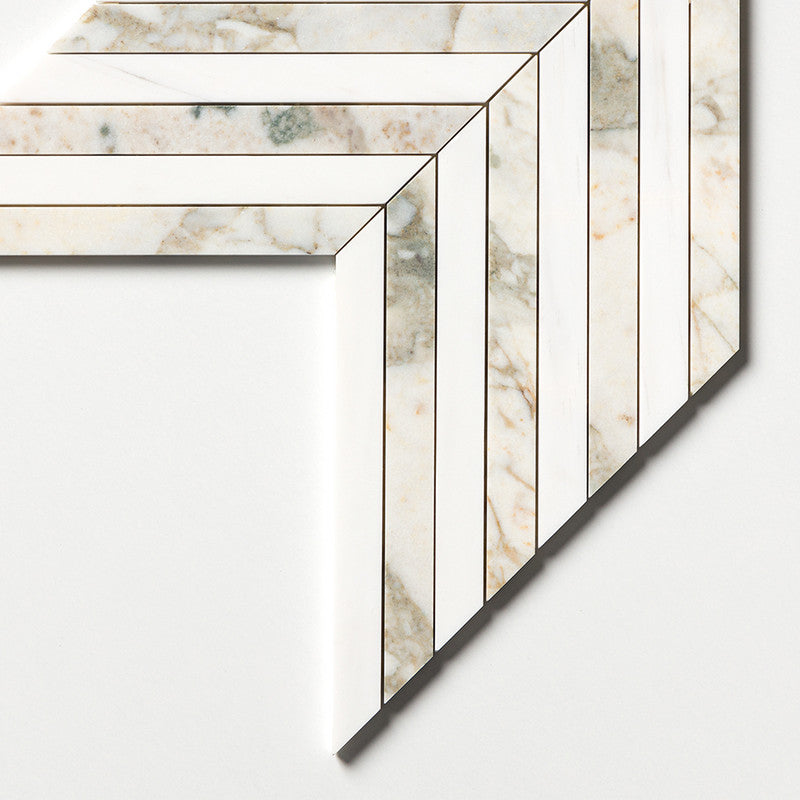 Calacatta Green Honed Thin Chevron Waterjet Marble Mosaic (MYS)