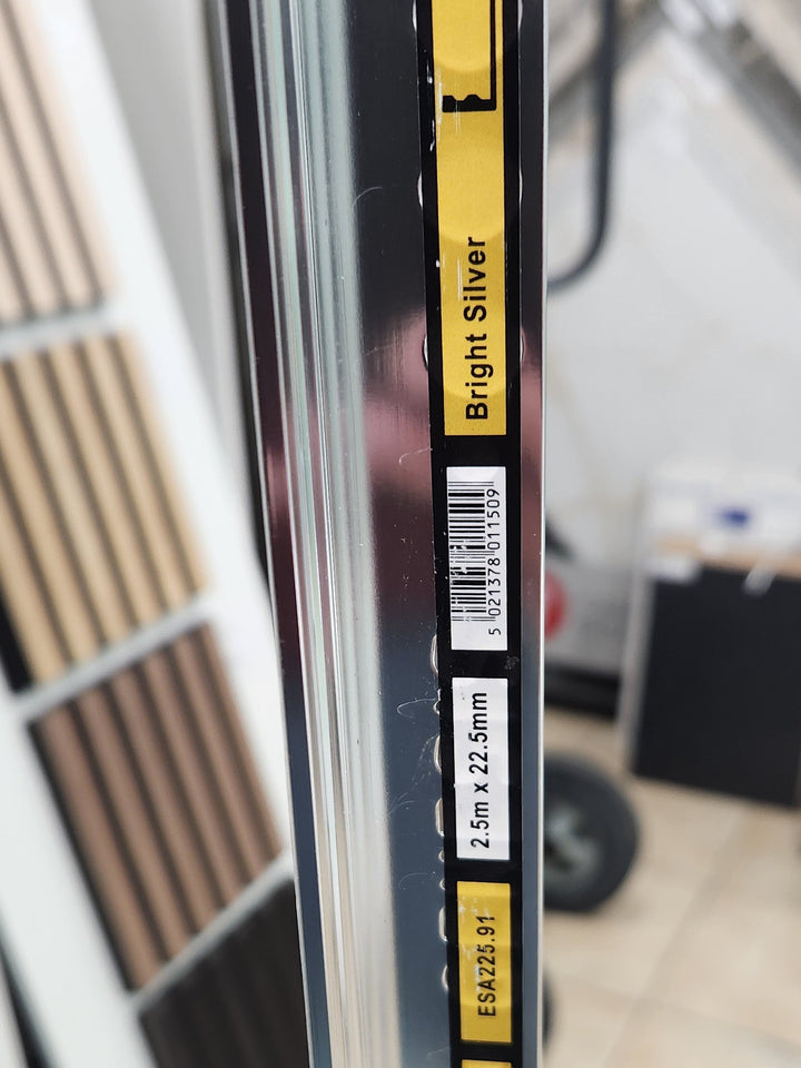 Aluminum Tile Trim for Pavers 22.5mm x 98" Bright Silver ESA225.91